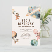 Waterverf ruimte verjaardagsuitnodiging kaart (Staand voorkant)