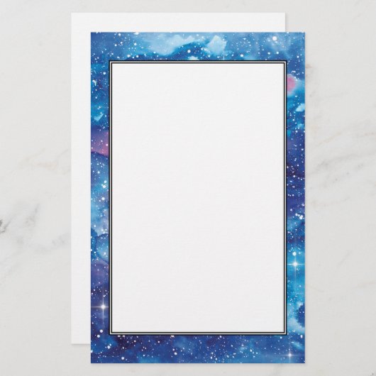 Waterverf ruimtekunst briefpapier (Voorkant / Achterkant)