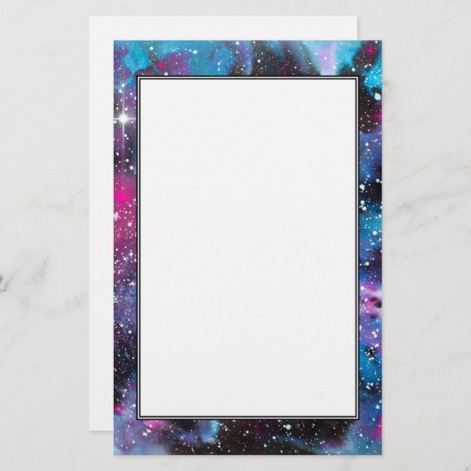 Waterverf ruimtekunst briefpapier (Voorkant / Achterkant)