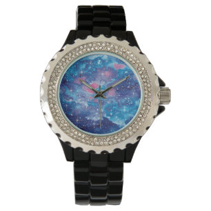 Waterverf ruimtekunst horloge