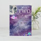 Waterverf ruimtescheiding Twee de maan Verjaardag Kaart (Staand voorkant)