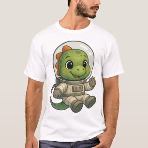 Waterverf Ruimtevaarder Dinosaur Cute Ruimte Verke T-shirt