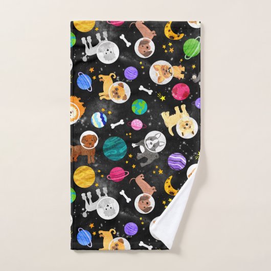 Waterverf ruimtevaarten astronauten Puppies Bad Handdoek (Handdoek)
