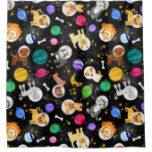 Waterverf ruimtevaarten astronauten Puppies Douchegordijn (Voorkant)