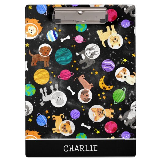 Waterverf ruimtevaarten astronauten Puppies Klembord (Voorkant)