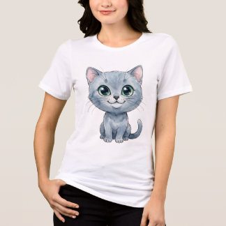 Waterverf Russische Blauwe Kat Tri-Blend Shirt