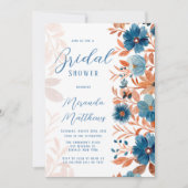 Waterverf Rust en Blue Florals Vrijgezellenfeest Kaart (Voorkant)