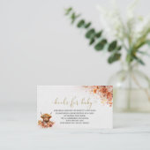 Waterverf Rust Highland Koe baby shower boeken voo Informatiekaartje (Staand voorkant)