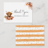 Waterverf Rust Highland Koe Baby shower dank u Notitiekaartje (Voorkant / Achterkant)