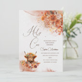 Waterverf Rust Highland Koe Baby shower Kaart (Staand voorkant)