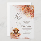 Waterverf Rust Highland Koe Baby shower Kaart (Voorkant / Achterkant)