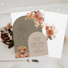 Waterverf Rust Highland Koe Baby shower Kaart