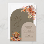 Waterverf Rust Highland Koe Baby shower Kaart (Voorkant / Achterkant)