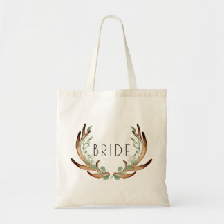 Waterverf Rustic Antler en Greenery | Bride Tote Bag