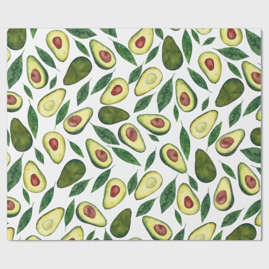 Waterverf Rustic Avocado Pattern Cadeaupapier (Vlak)