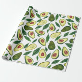 Waterverf Rustic Avocado Pattern Cadeaupapier (Uitgerold)