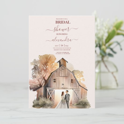 Waterverf Rustic Barn Vrijgezellenfeest Kaart (Staand voorkant)