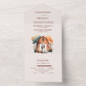 Waterverf Rustic Barn Wedding All In One Uitnodiging (Binnen)