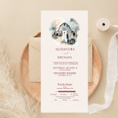 Waterverf Rustic Barn Wedding All In One Uitnodiging