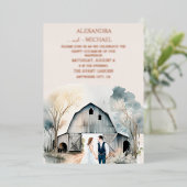 Waterverf Rustic Barn Wedding Folie Uitnodiging (Staand Voorkant)