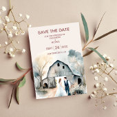 Waterverf Rustic Barn Wedding Save The Date