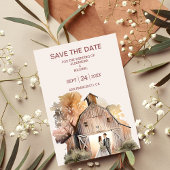 Waterverf Rustic Barn Wedding Save The Date
