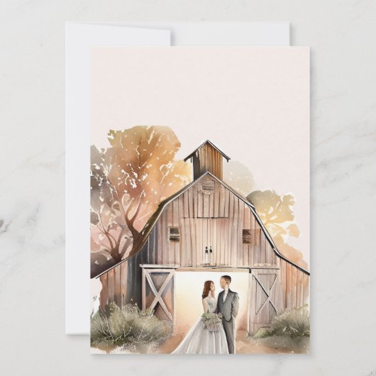 Waterverf Rustic Barn Wedding Save The Date (Achterkant)