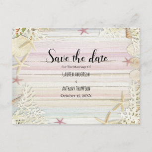 Waterverf Rustic Beach Wedding Save the Date Briefkaart
