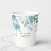 Waterverf Rustic Blue Wild Meadow Wedding Papieren Bekers (Voorkant)