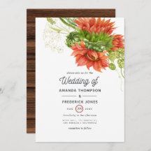 Waterverf Rustic Bohemian Red Sunflower Weddenscha