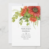 Waterverf Rustic Bohemian Red Sunflower Weddenscha Kaart (Voorkant)