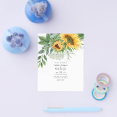 Waterverf Rustic Bohemian Sunflower Wedding Flyer (Enkel)