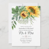 Waterverf Rustic Bohemian Sunflower Wedding Kaart (Voorkant)