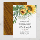 Waterverf Rustic Bohemian Sunflower Wedding Kaart (Voorkant / Achterkant)