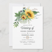 Waterverf Rustic Bohemian Sunflower Wedding Kaart (Voorkant)