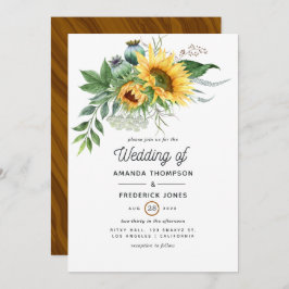 Waterverf Rustic Bohemian Sunflower Wedding Kaart
