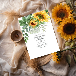 Waterverf Rustic Bohemian Sunflower Wedding Kaart