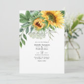 Waterverf Rustic Bohemian Sunflower Wedding Kaart (Staand voorkant)