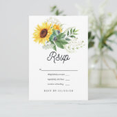 Waterverf Rustic Bohemian Sunflower Wedding RSVP Kaartje (Staand voorkant)