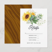 Waterverf Rustic Bohemian Sunflower Wedding RSVP Kaartje (Voorkant / Achterkant)