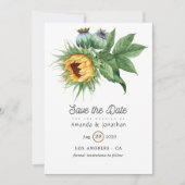 Waterverf Rustic Bohemian Sunflower Wedding Save The Date (Voorkant)