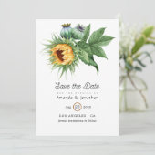 Waterverf Rustic Bohemian Sunflower Wedding Save The Date (Staand voorkant)