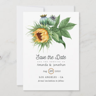 Waterverf Rustic Bohemian Sunflower Wedding Save The Date