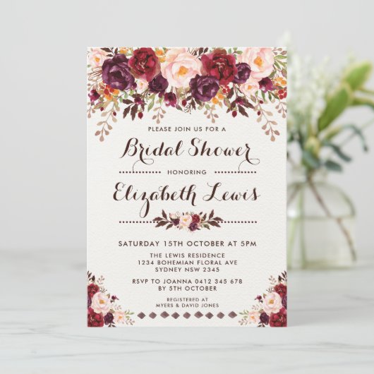 Waterverf Rustic Boho Bridal Shower Kaart (Staand voorkant)