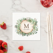 Waterverf Rustic Botanical Greenery Monogram Servet (Insitu)