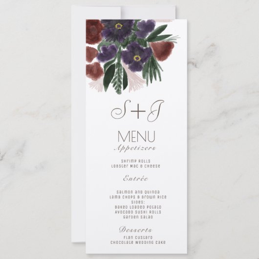Waterverf Rustic Botany Bouquet menu (Voorkant)