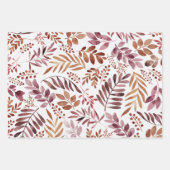 Waterverf Rustic Burgundy-bladeren  Inpakpapier Vel (Voorkant 2)