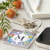  Waterverf Rustic Cactus Monogram Sleutelhanger (Voorkant Rechts)