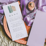 Waterverf Rustic Cypress Trees Wedding Menu<br><div class="desc">Moderne,  rustische en elegante trouwmenu bevat een waterverfschilderij van een cypress-boom,  die is afgeleid van een lavender-veld in Provence,  schilderij van Frankrijk dat is gekoppeld aan een chromosoomtypografie.</div>