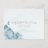 Waterverf Rustic Dusty Blue Wedding RSVP Briefkaart (Achterkant)